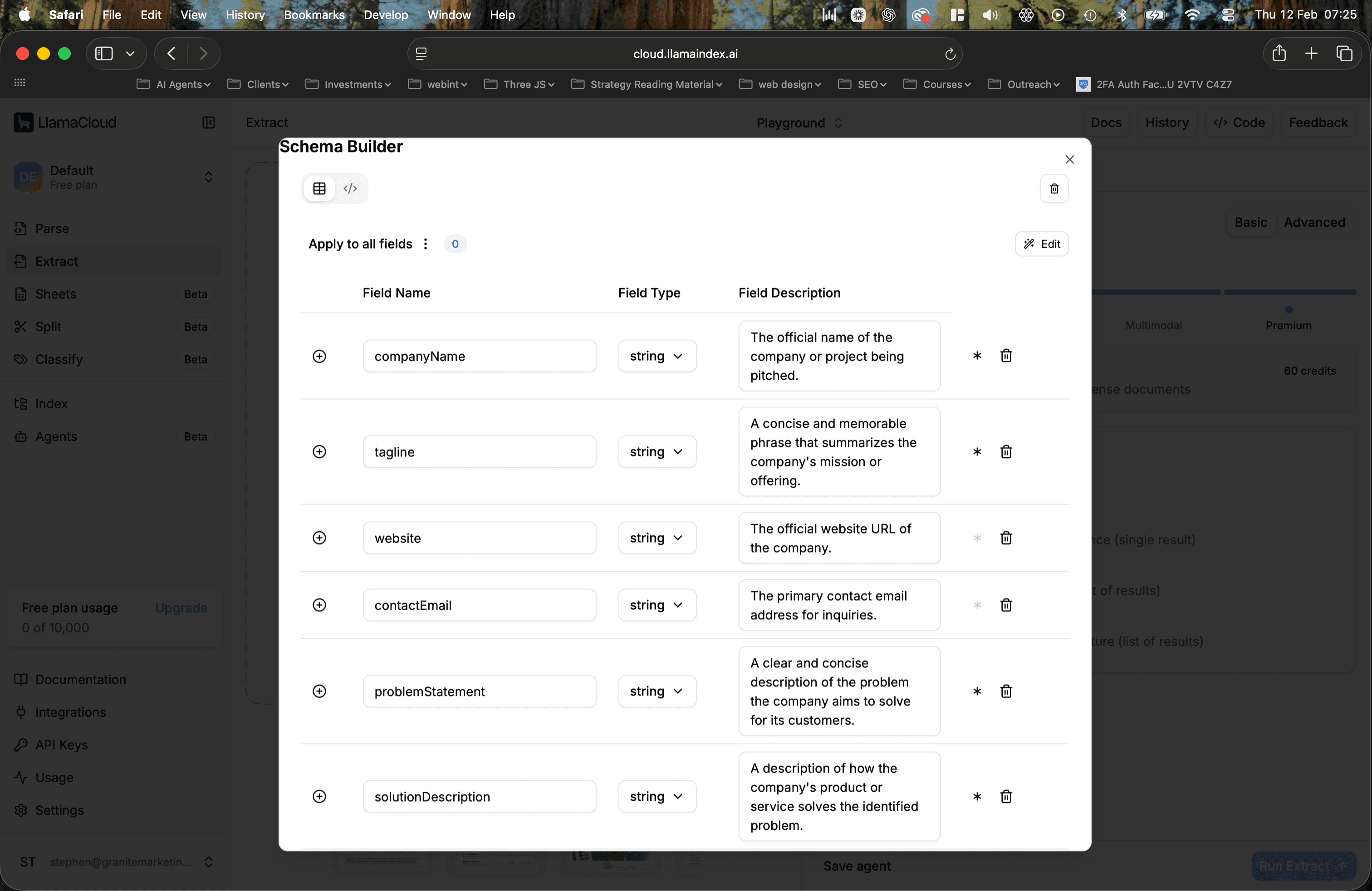 Confirm field names and descriptions