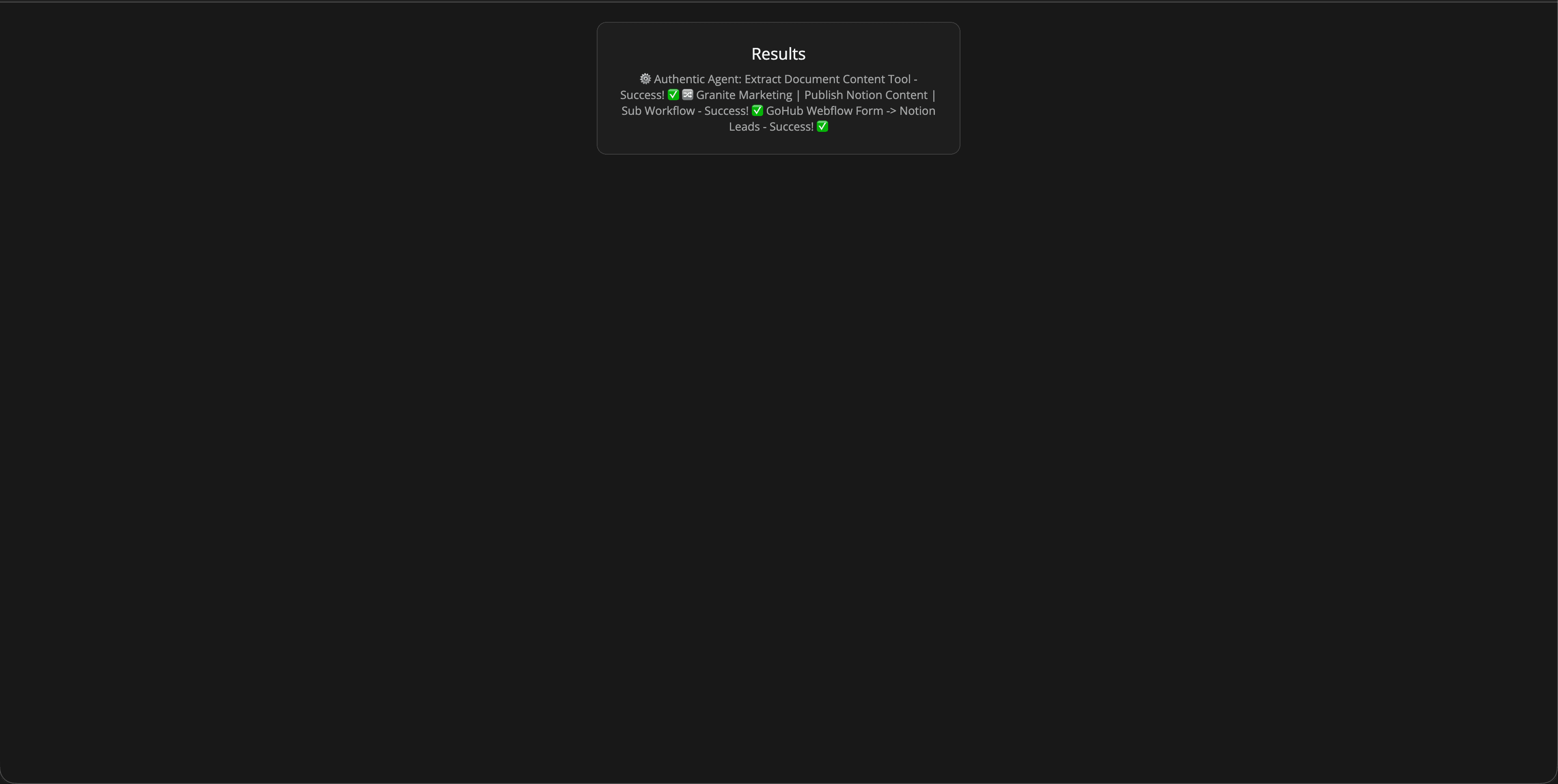 Results of running the automation